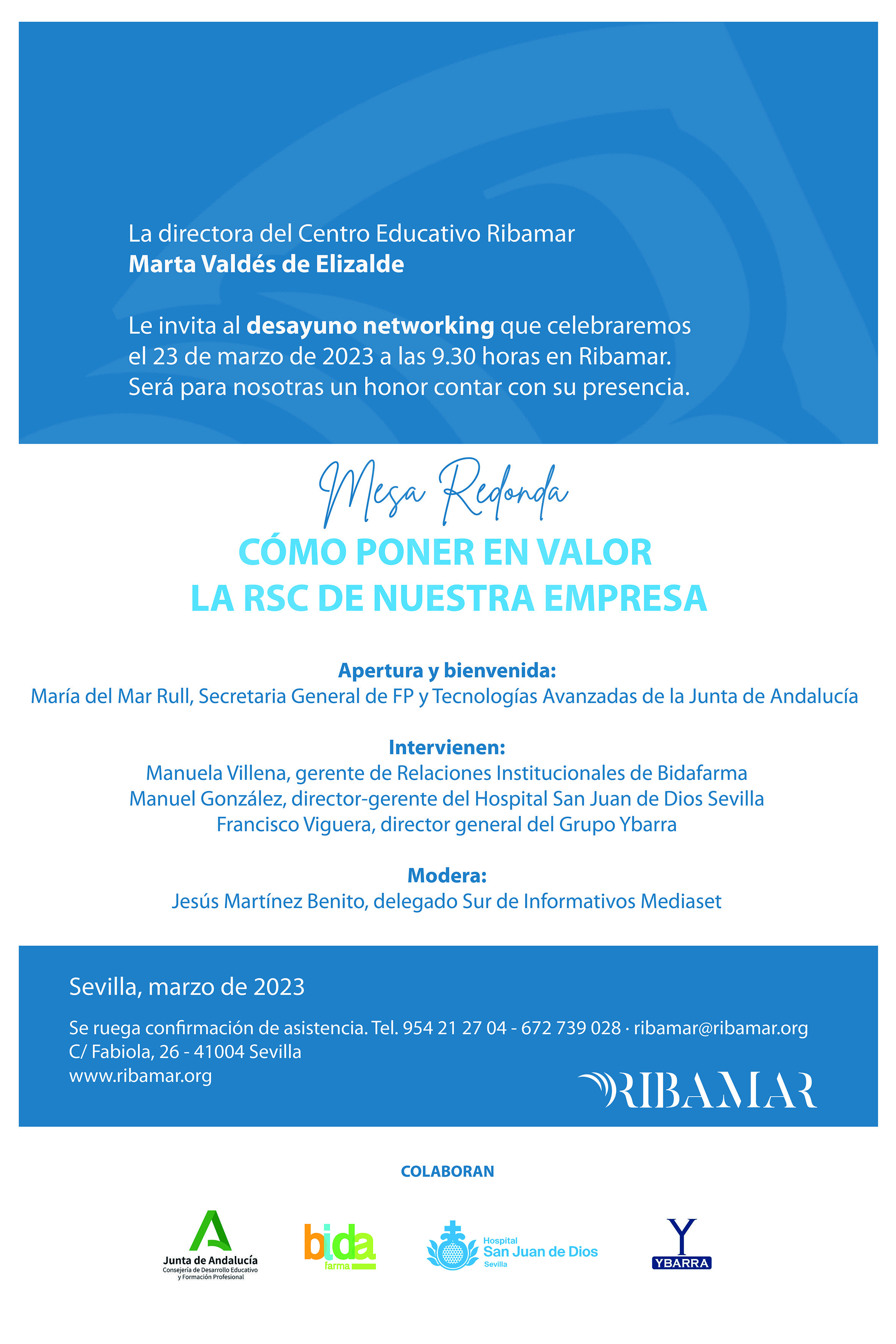invitacion-II-desayuno-networking-Ribamar2023-RSC-Ybarra-Bidafarma-Hospital-San-Juan-De-Dios-Junta-Andalucia-Jesus-Martínez