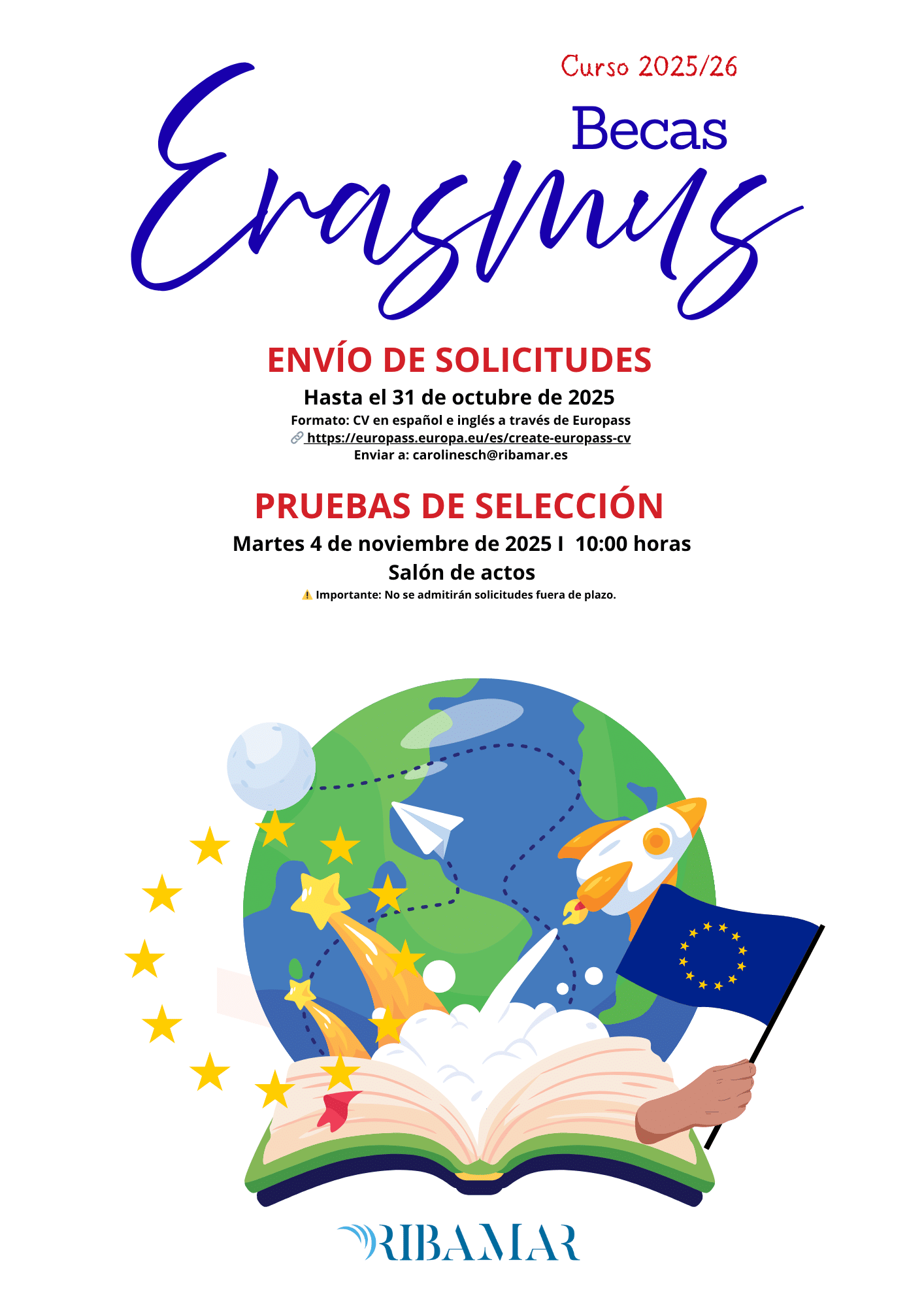RIBAMAR ABRE LAS INSCRIPCIONES PARA LA SOLICITUD DE BECAS ERASMUS